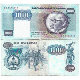 Angola 1.000 Kwanzas 1987 mbc P-121b (FG)