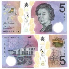 Austrália 5 Dollars 2016 FE P-62a Polím Rainha