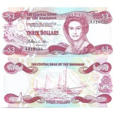 Bahamas 3 Dollars 1984 FE P-44a Rainha