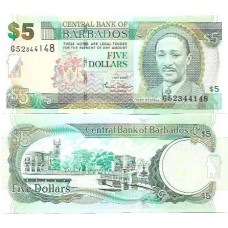 Barbados 5 Dollars 2007 FE P-67a