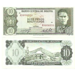 Bolívia 10 Pesos Bolivianos 1962 FE P-154a5