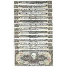 Brasil  5 Cruzeiros SET Completo, 14 Cèdulas Barão Rio Branco