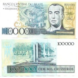 Brasil C-176a 100.000 Cruzeiros 1985 FE -Série 0002 *Asterisco