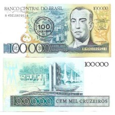Brasil C-179 100 Cruzados Carimbo 1986 FE