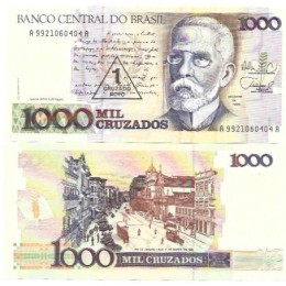 Brasil C-197 1 Cruzado Novo Carimbo 1989 FE