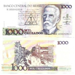 Brasil C-199 1 Cruzado Novo Carimbo 1989 FE - Série 1650 Brasil C-199 1 Cruzado Novo Carimbo 1989 FE - Série 1650
