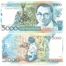 Brasil C-201 5 Cruzados Novos Carimbo 1989 FE - Série 3605