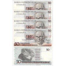 Brasil C-210 50 Cruzeiros Carimbo 1990 FE - 5 Seq - Série 4782