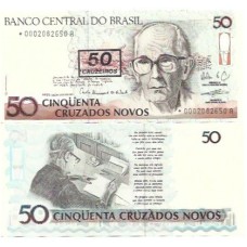 Brasil C-210a 50 Cruzeiros Carimbo * Asterisco 1990 FE - 0002