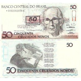 Brasil C-210a 50 Cruzeiros Carimbo * Asterisco 1990 FE - 0002