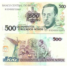 Brasil C-213 500 Cruzeiros Carimbo 1990 FE - Série 6349