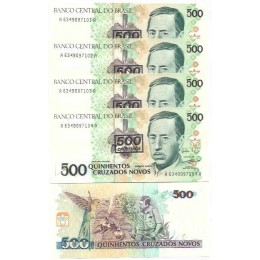 Brasil C-213 500 Cruzeiros Carimbo 1990 FE - 5 Seq - Série 6349