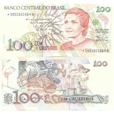 Brasil C-214a 100 Cruzeiros 1990 FE Série 0001 *Asterisco