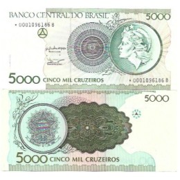 Brasil C-222a 5.000 Cruzeiros 1990 FE Asterisco