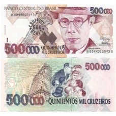 Brasil C-236 500 Cruzeiros Reais Carimbo 1993 FE - Série 8844