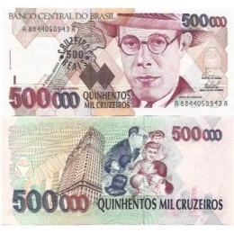 Brasil C-236 500 Cruzeiros Reais Carimbo 1993 FE - Série 8844
