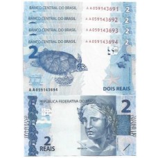 Brasil C-333 AA 2 Reais 2013 FE - 5 Seq