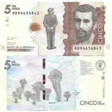 Colômbia 5 MIL Pesos 2017 P-459c Fe