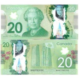 Canadá 20 Dollars 2012 FE P-108a Polím Rainha