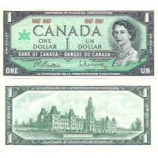 Canadá 1 Dollar 1967 P-84a FE Rainha - Comem