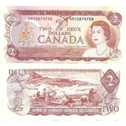 Canadá 2 Dollars 1974 FE P-86a Rainha
