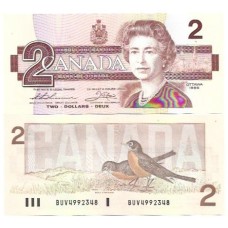 Canadá 2 Dollars 1986 P-94b FE Rainha