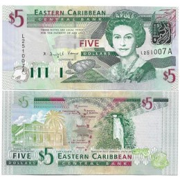 Caribe 5 Dollars 2003 Fe P-42a Antigua - Rainha Caribe 5 Dollars 2003 Fe P-42a Antigua - Rainha