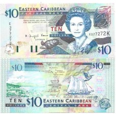 Caribe 10 Dollars ND2003 P-43K St Kitts FE Rainha