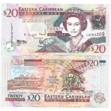 Caribe 20 Dollars 2008 P-49 - ECS - FE - Rainha