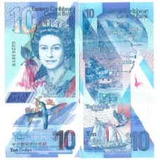 Caribe  10 Dollars 2019 FE P-57a Polím Rainha