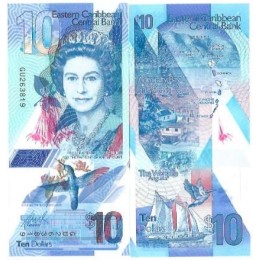 Caribe  10 Dollars 2019 FE P-57a Polím Rainha