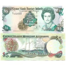 Ilhas Cayman 5 Dollars 2005 FE P-34a Rainha