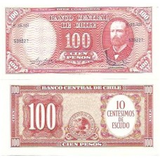 Chile 100 Pesos /10 Centes Escudo 1960/61 FE P-127a3