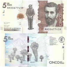 Colômbia 5 Mil Pesos 2019 FE P-459e