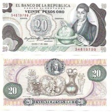 Colômbia 20 Pesos Oro 1983 FE P-409d4