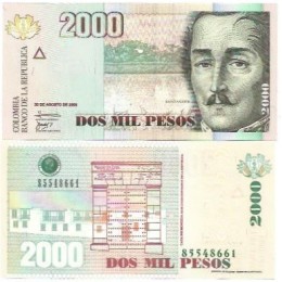 Colômbia 2.000 Pesos 2008 FE P-457i