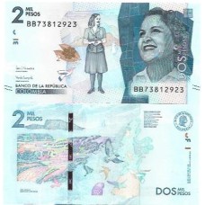 Colômbia 2.000 (2 Mil) Pesos 2018 Fe P-458d