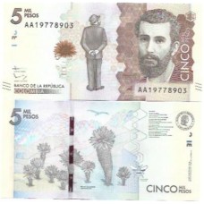 Colômbia 5 Mil Pesos 2015 P-459a FE