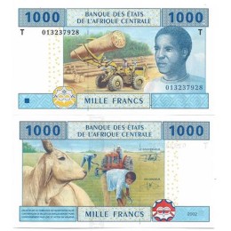 África CAS Congo 1.000 Francs 2002 FE P-107Ta