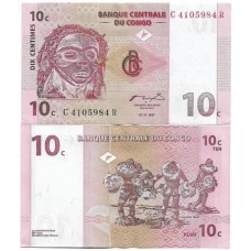 Congo Rep Dem 10 Centimes 1997 FE P-82a