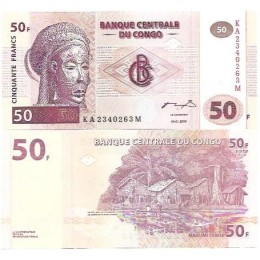 Congo Rep Dem 50 Francs 2000 FE P-91Aa2 Congo Rep Dem 50 Francs 2000 FE P-91Aa2