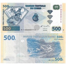 Congo Rep Dem 500 Francs 2002 FE P-96a