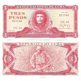 Cuba 3 Pesos 1989 FE P-107b2 - Guevara