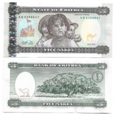 Eritréia Eritrea 5 Nakfa 1997 Fe P-2