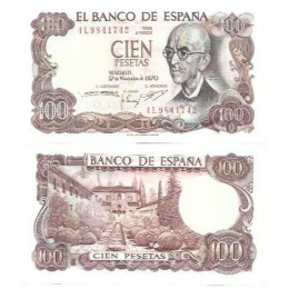 Espanha Spain 100 Pesetas 1970 P-152a3 FE