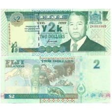 Ilhas Fiji 2 Dollars 2000 FE P-102a Comem
