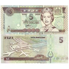 Ilhas Fiji 5 Dollars ND2002 FE P-105b Rainha