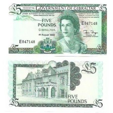 Gibraltar 5 Pounds 1988 P-21b Fe Rainha