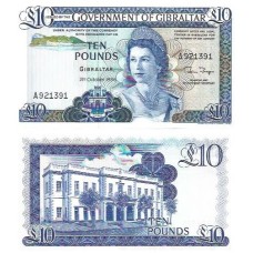 Gibraltar 10 Pounds 1986 P-22b Fe Rainha