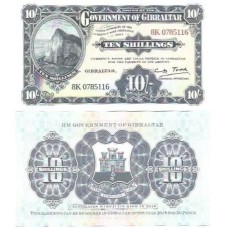 Gibraltar 10 Shillings 2018 P-41a Fe Comem (Reedição de 1934)